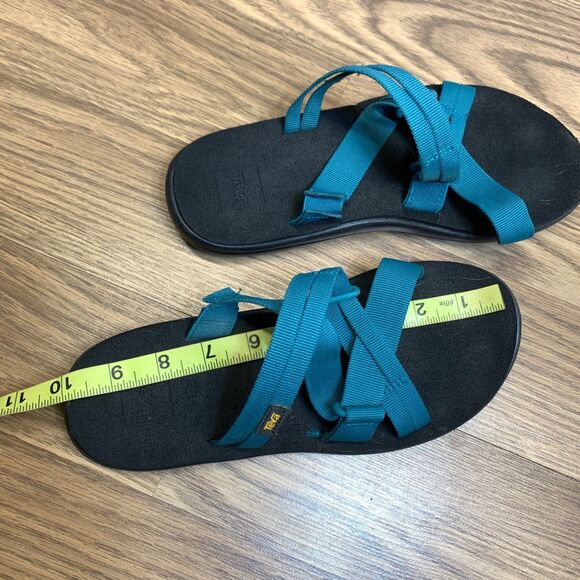 Teva Voya Sandals Women's 8 Blue Teal Slide  Strappy Comfort Flip Flop Beach - Picture 9 of 9